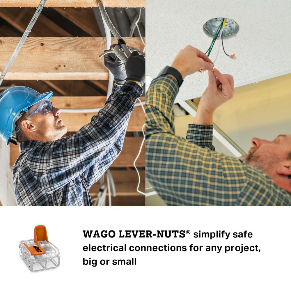 WAGO 221-412 Lever-Nuts - 2-Conductor Compact Clam Shell,