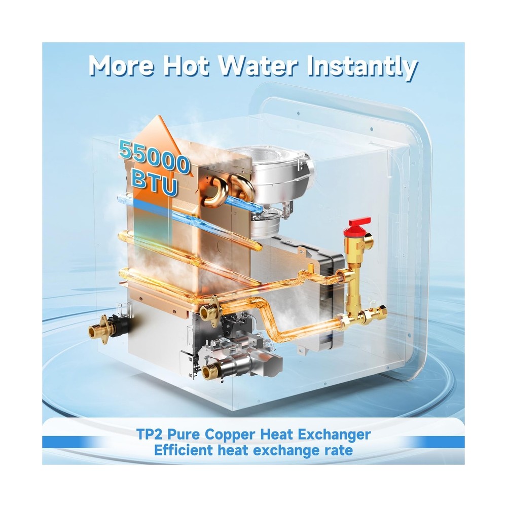 RV Tankless Water Heater,55,000 BTU RV Instant Water Heater with Remote Contr...
