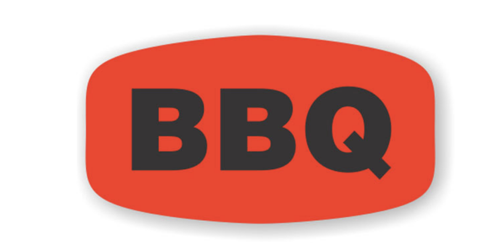 1000 each BBQ MERCHANDISE LABELS FL RED BLACK STICKERS