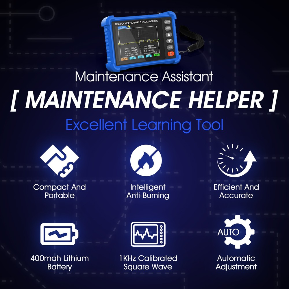 Handheld Oscilloscope Auto Function Portable Digital Oscilloscope 2.5MS/s 500MHZ