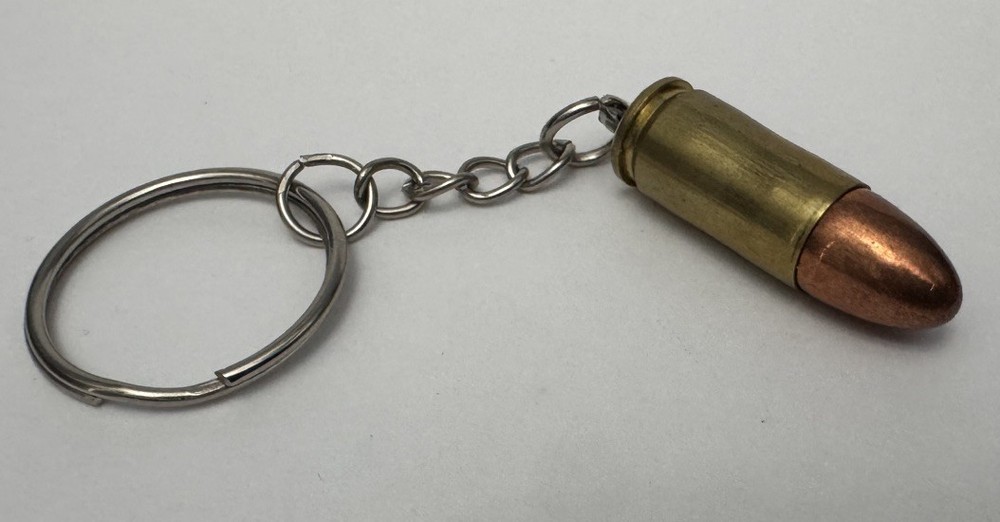 9mm  Bullet Key Chain / Zipper Pull (Brass)