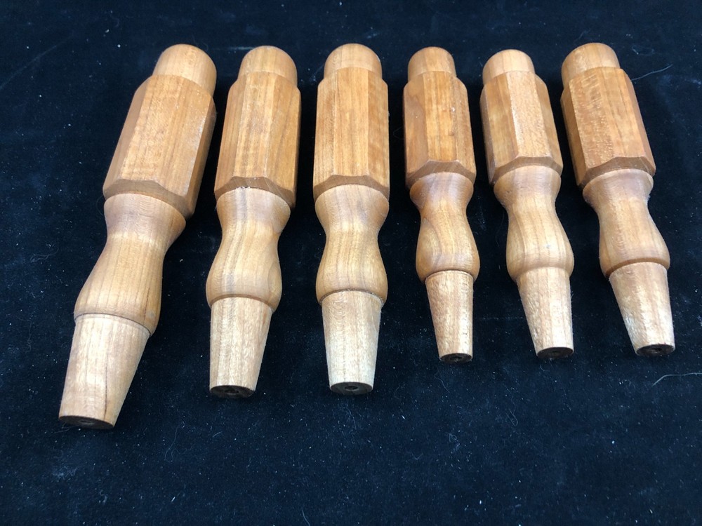 6 PC CHERRY SOCKET CHISEL HANDLES -LONDON PATTERN-