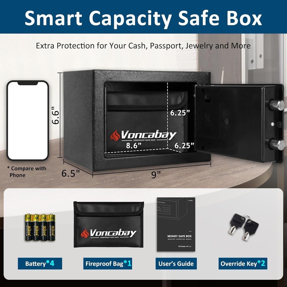 Home Security Safe Box with Intelligent Light & Combination Lock - 0.23 CF