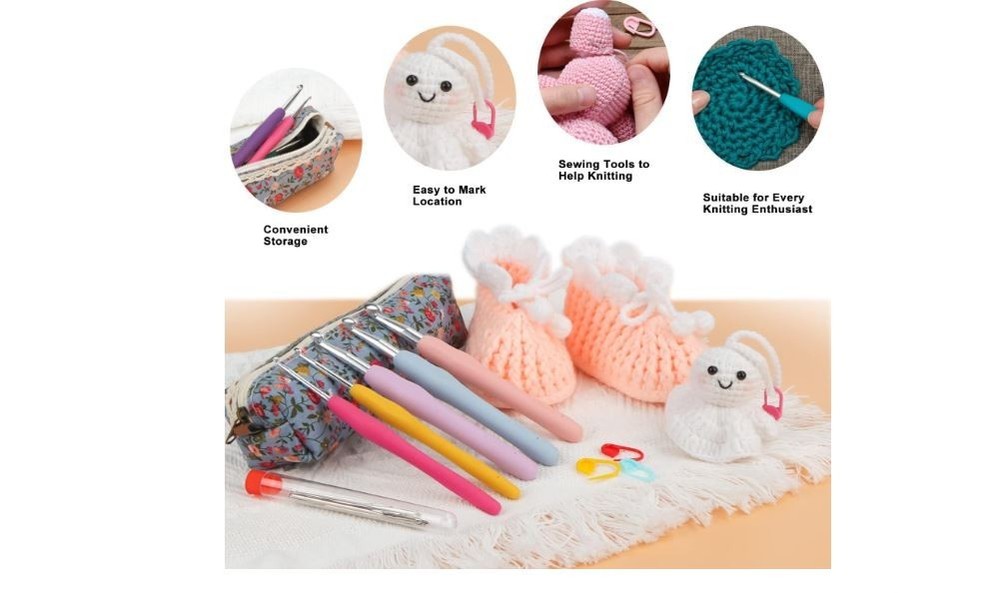 14 Piece Ergonomic Crochet Hook Set with Case Hooks for Beginners
