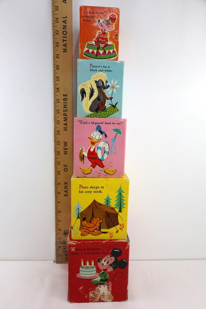 Vtg Disney Stacking Nesting Rattle Blocks - MICKEY MOUSE, DONALD DUCK & MORE