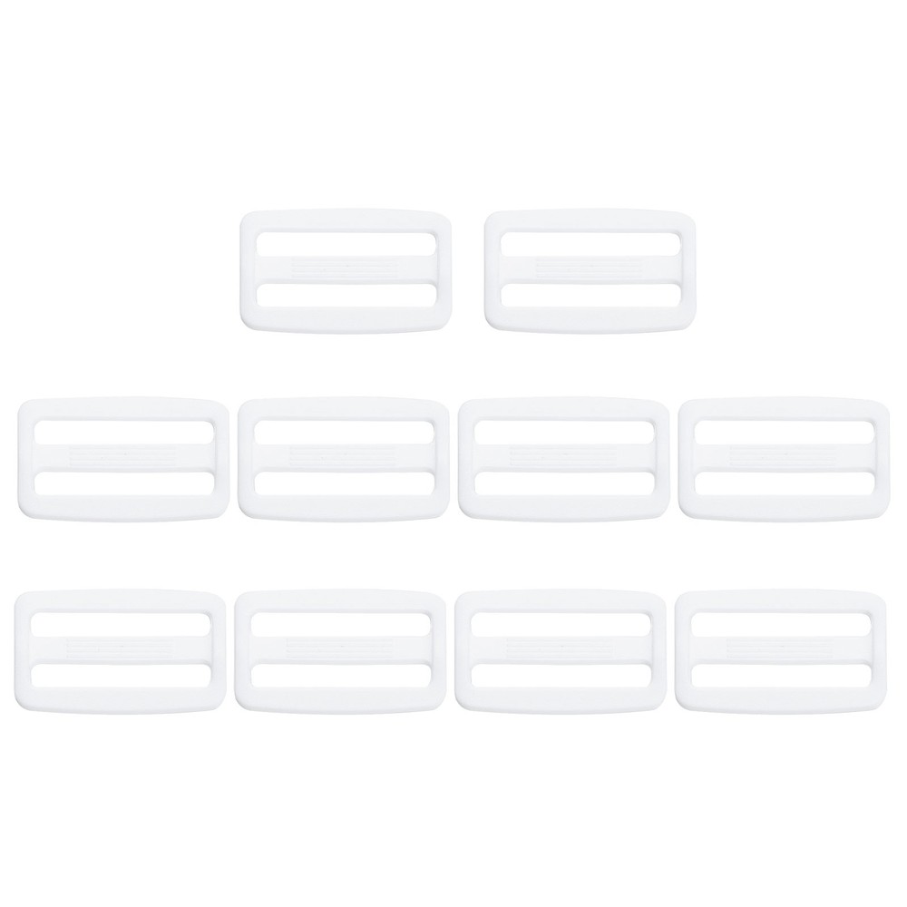 1 1/2 Inch Tri-Glide Slide Buckles, 10Pack Plastic Webbing Strap Fastener, White