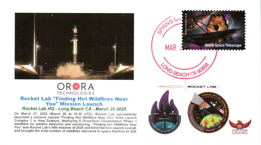 2025 Rocket Lab Electron 63  'Finding Hot Wildfires..' Long Beach CA 26 March