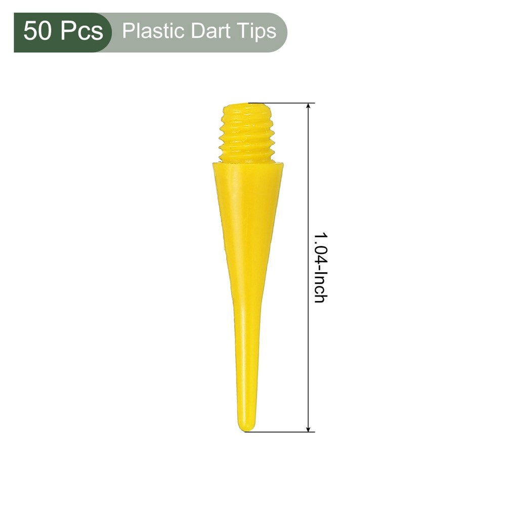 50Pcs Plastic Dart Tips,Game 2BA Thread Soft Darts Tips Replacements Yellow