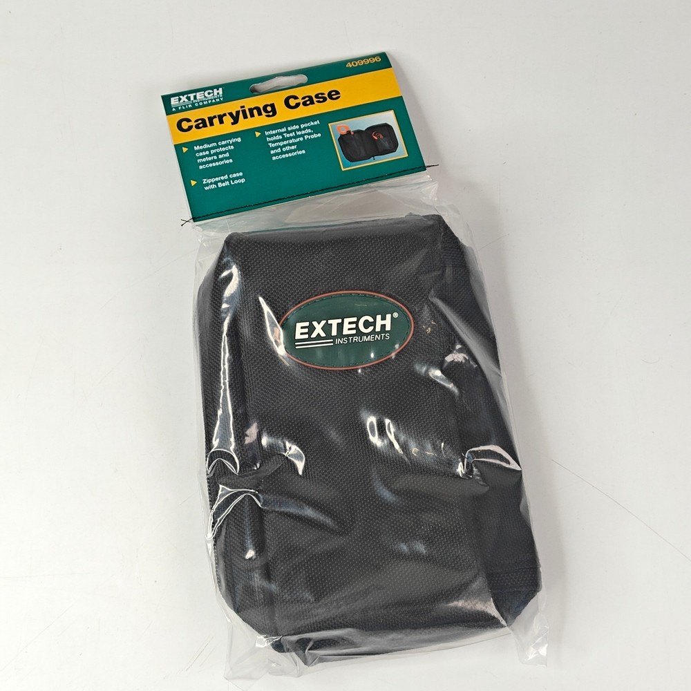 Extech 409996 Medium Zipper Carrying Case Belt Loop Pockets Black Nylon
