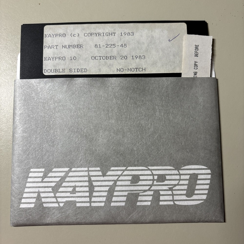 Vintage 1983 KAYPRO Double Sided Software 5.25” Floppy Disk VHTF