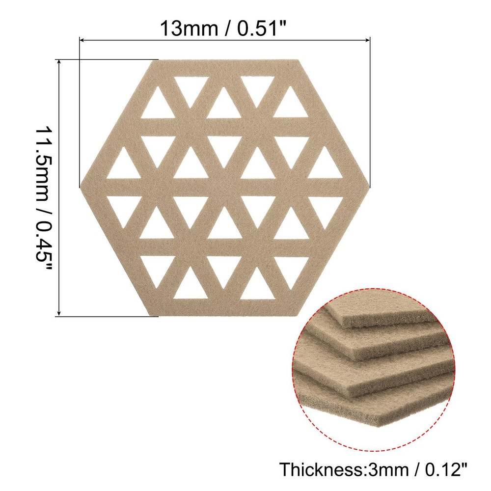 Felt Coasters 12pcs Hexagonal Coasters Coasters, Beige