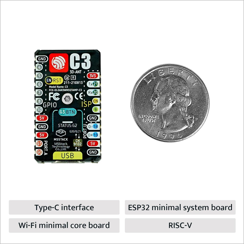 Official M5Stamp C3 Mate Development Board With Pin Headers IoT Module