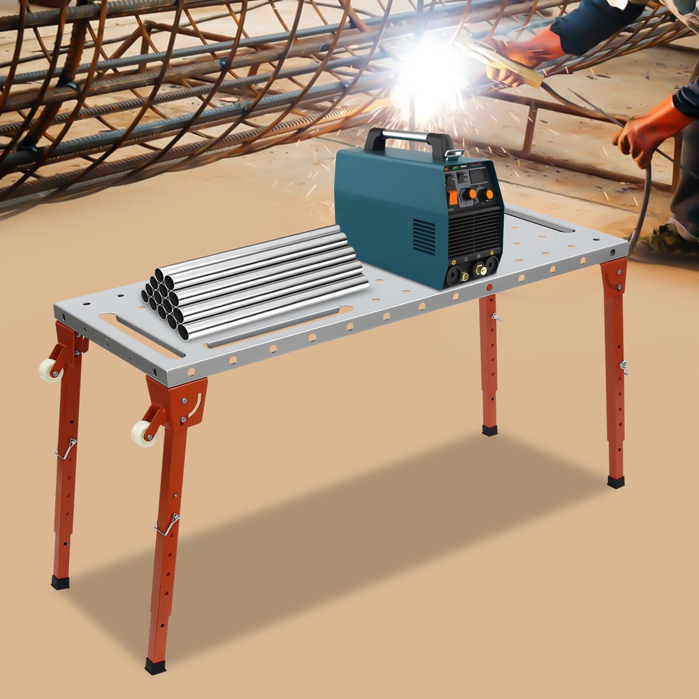 Portable Welding Table Silver Folding Welding Workbench Table Work Bench Steel