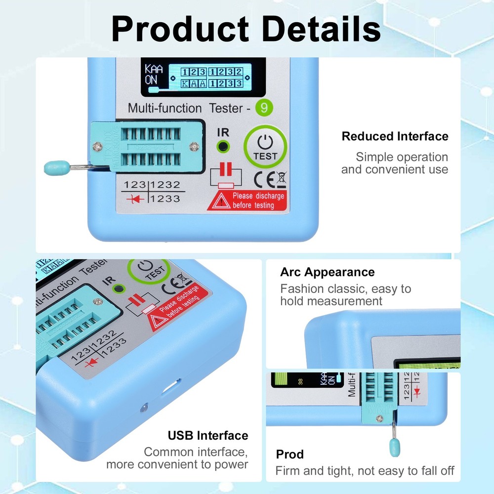 MF9 1.8'' TFT LCD Display Multi-meter Transistor Tester Diode Triode