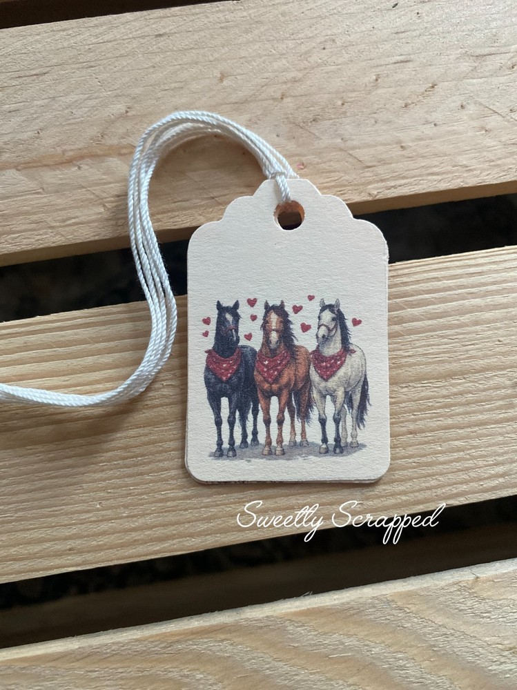 16 Horse Tags, Gift Wrap Packaging, Hearts