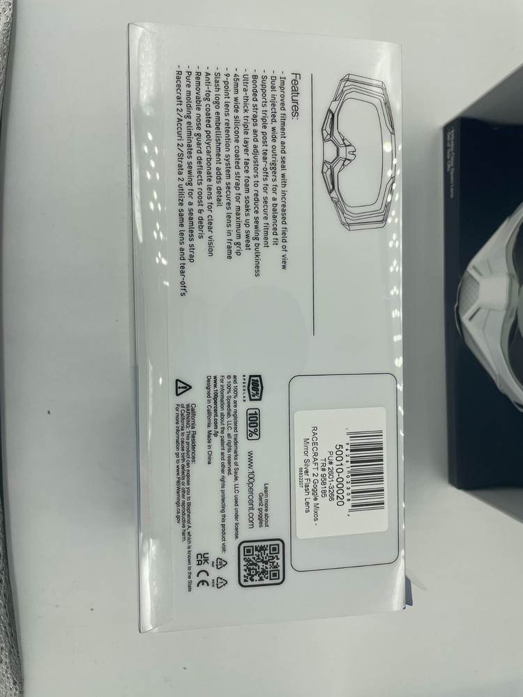 100% Racercraft 2 Goggles Mirror Silver Flash Lens