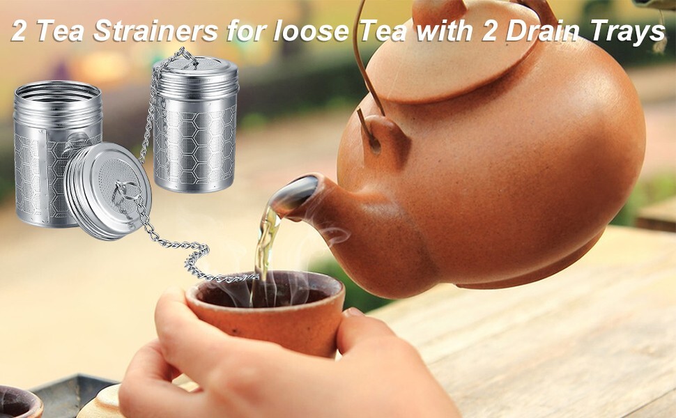 2 Pack Tea Infuser for Loose Tea, Extra Fine Mesh Tea Strainers Teapot Cups