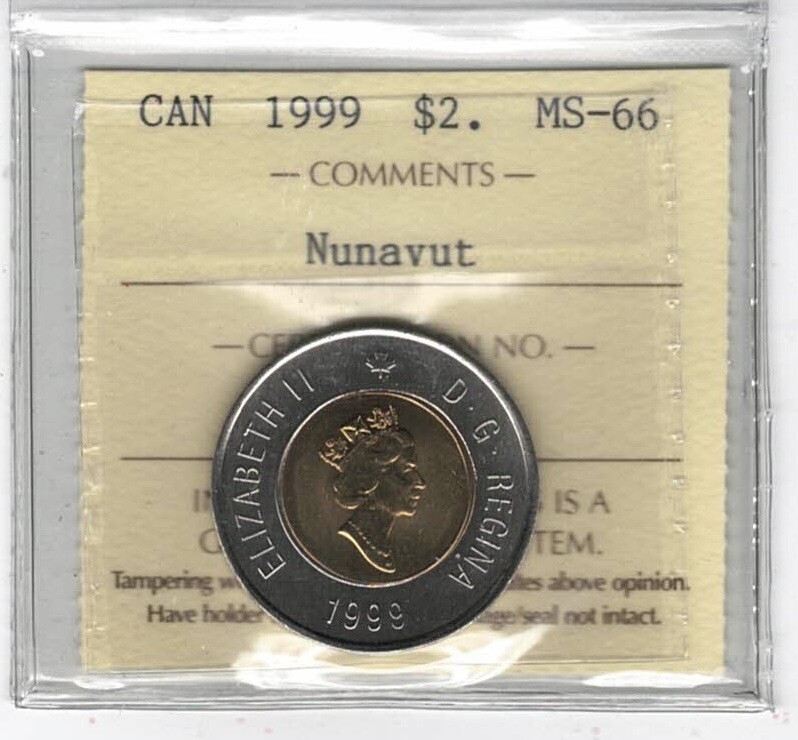 1999 Canada 2$ Nunavut - ICCS MS66 - XNS 378