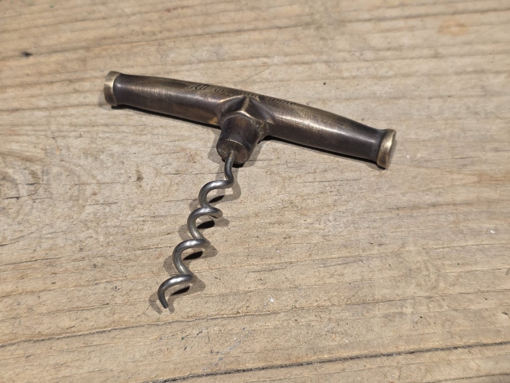 Vintage Style Brass & Iron Corkscrew Engraved