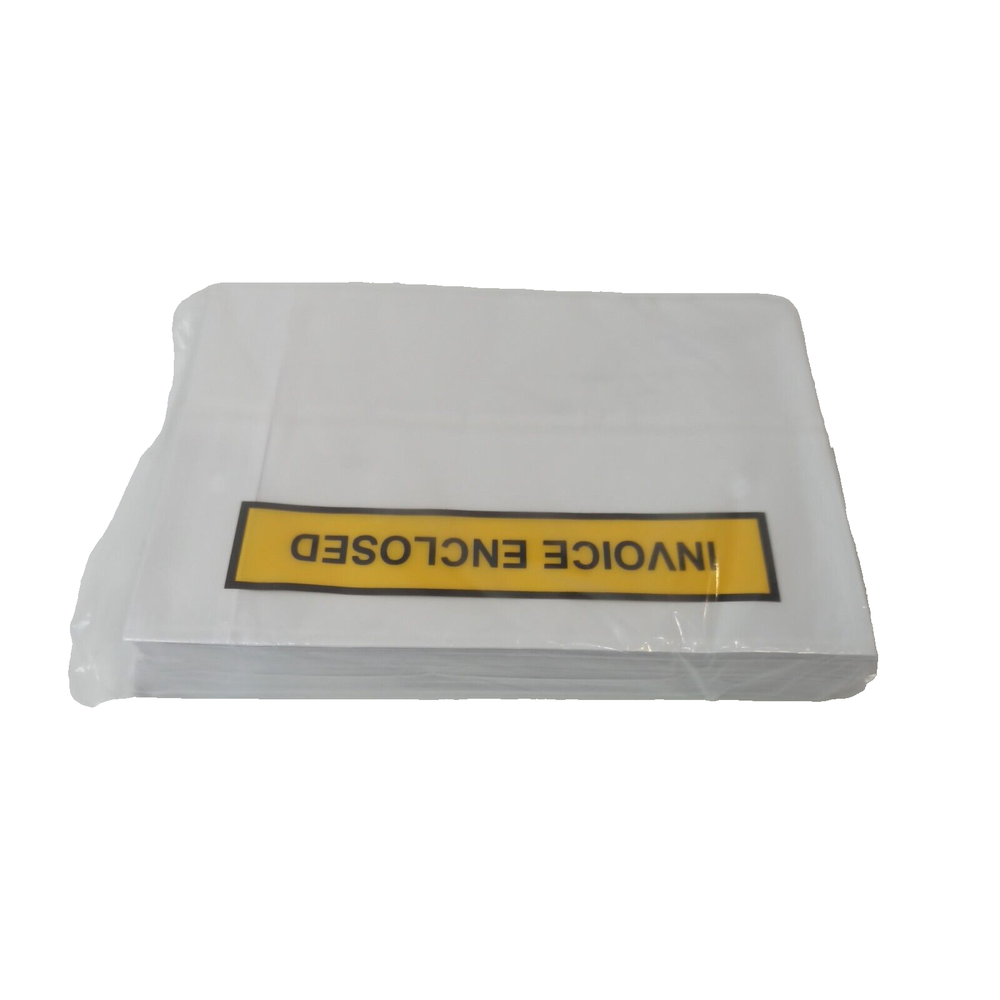 100pcs Invoice Envelope Document Enclosed Pouch 115x150mm White Clear Sticker
