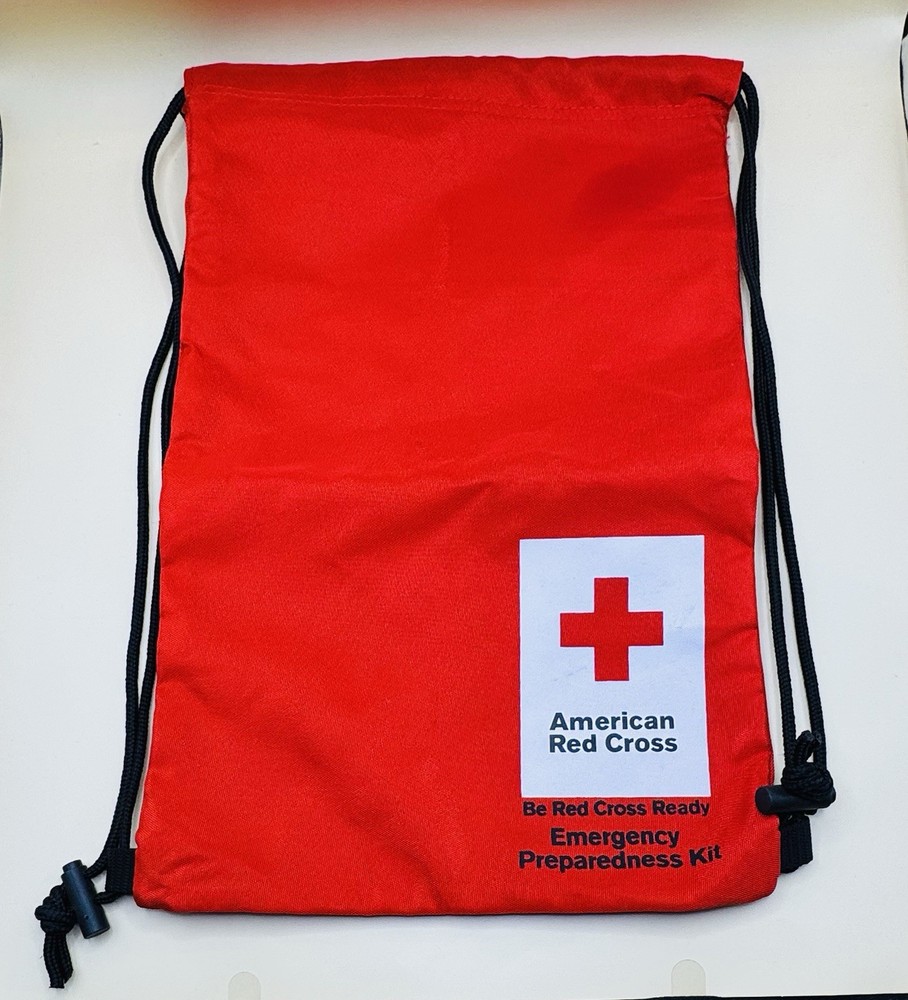 American Be Red Cross Ready Emergency Preparedness Empty Drawstring Bag 17"