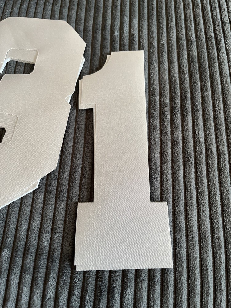 BACKGROUND POLY TWILL NUMBERS FOR JERSEYS 8 Inch Sew On Gray