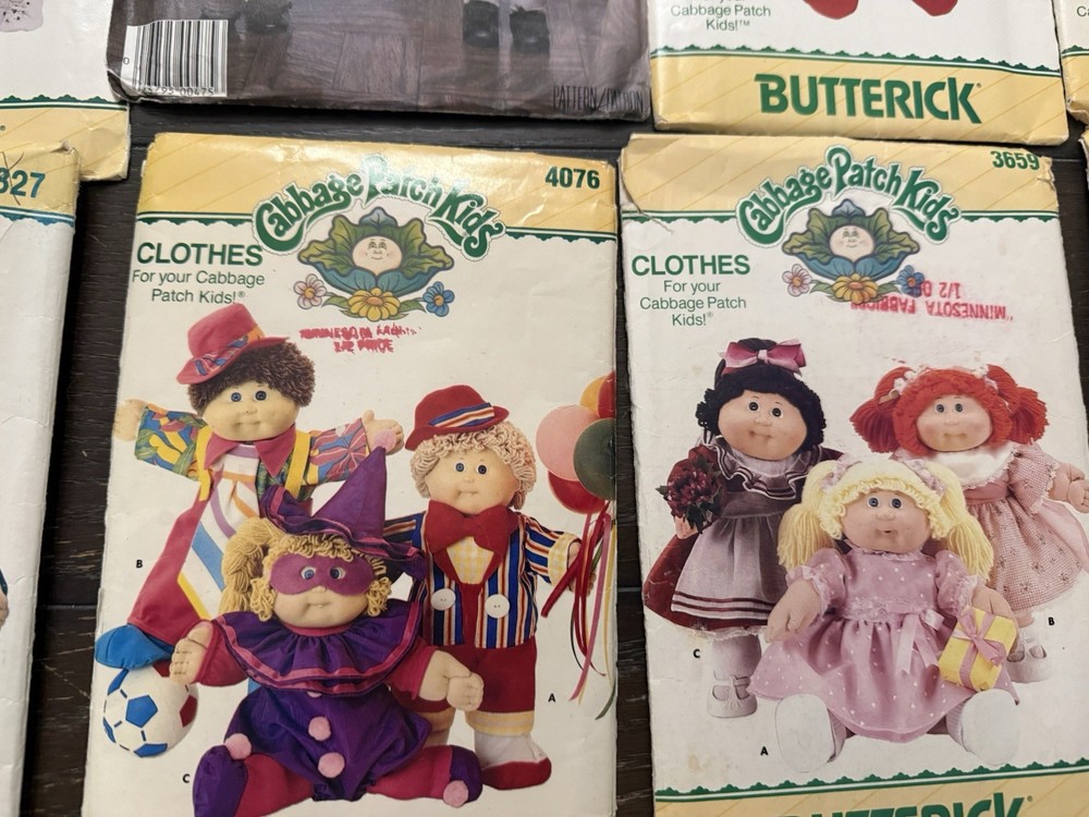 Lot Of 9 Cabbage Patch Doll Sewing Patterns/ Mixed Lot
