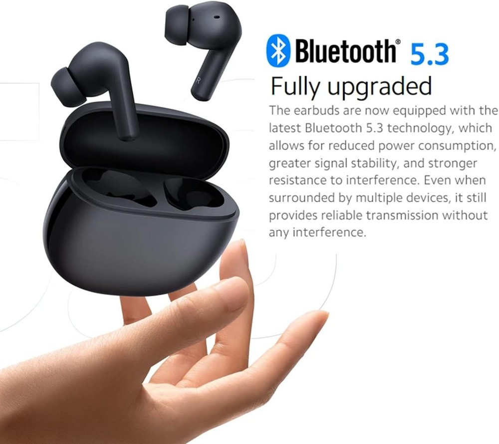 Xiaomi Redmi Buds 4 Active TWS Wireless Earbuds, Bluetooth 5.3 Low-Latency BLACK