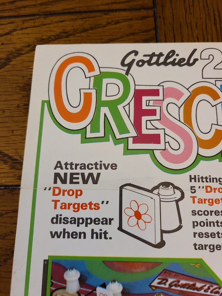 Crescendo Pinball Machine Flyer Gottlieb Original