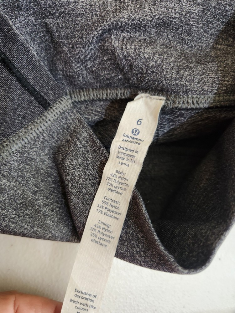 Lululemon Grey Activewear Leggings Dark Grey Panel CAN 6 AUS 10