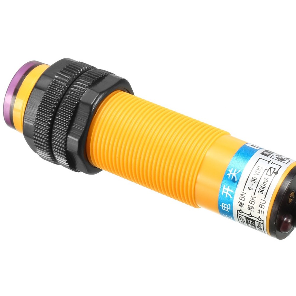 300mA Infrared Ray Diffuse Reflex Optical Sensor Switch DC 6-36V Yellow