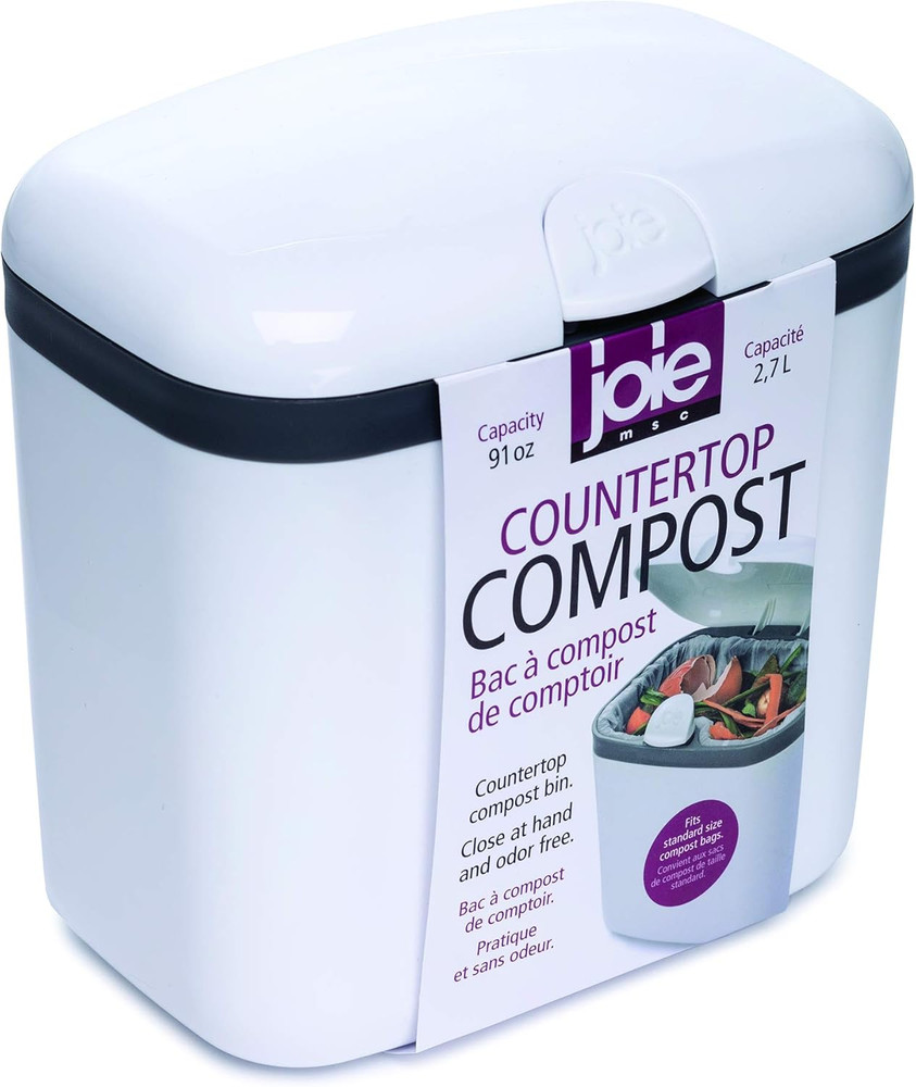 Countertop Compost Bin, Indoor Compost Bins, White, Plastic