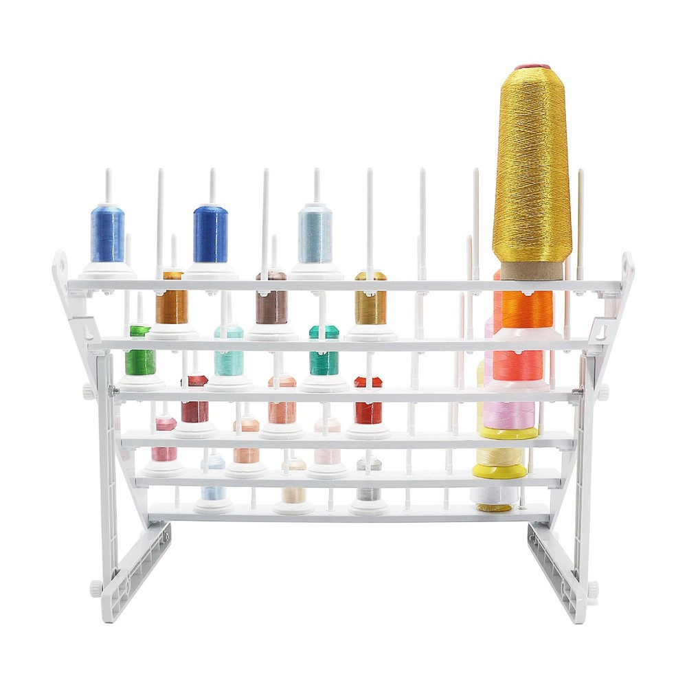 60 Spool Thread Rack Stand Long Pegs White Plastic Holder Organizer STS60D
