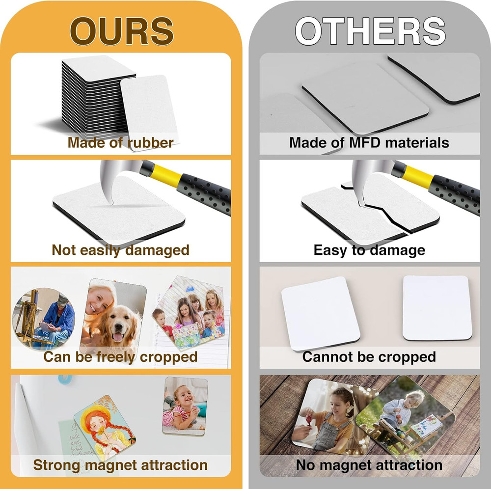 200Pcs Sublimation Magnet Blanks Set,Personalized Sublimation Refrigerator Magne