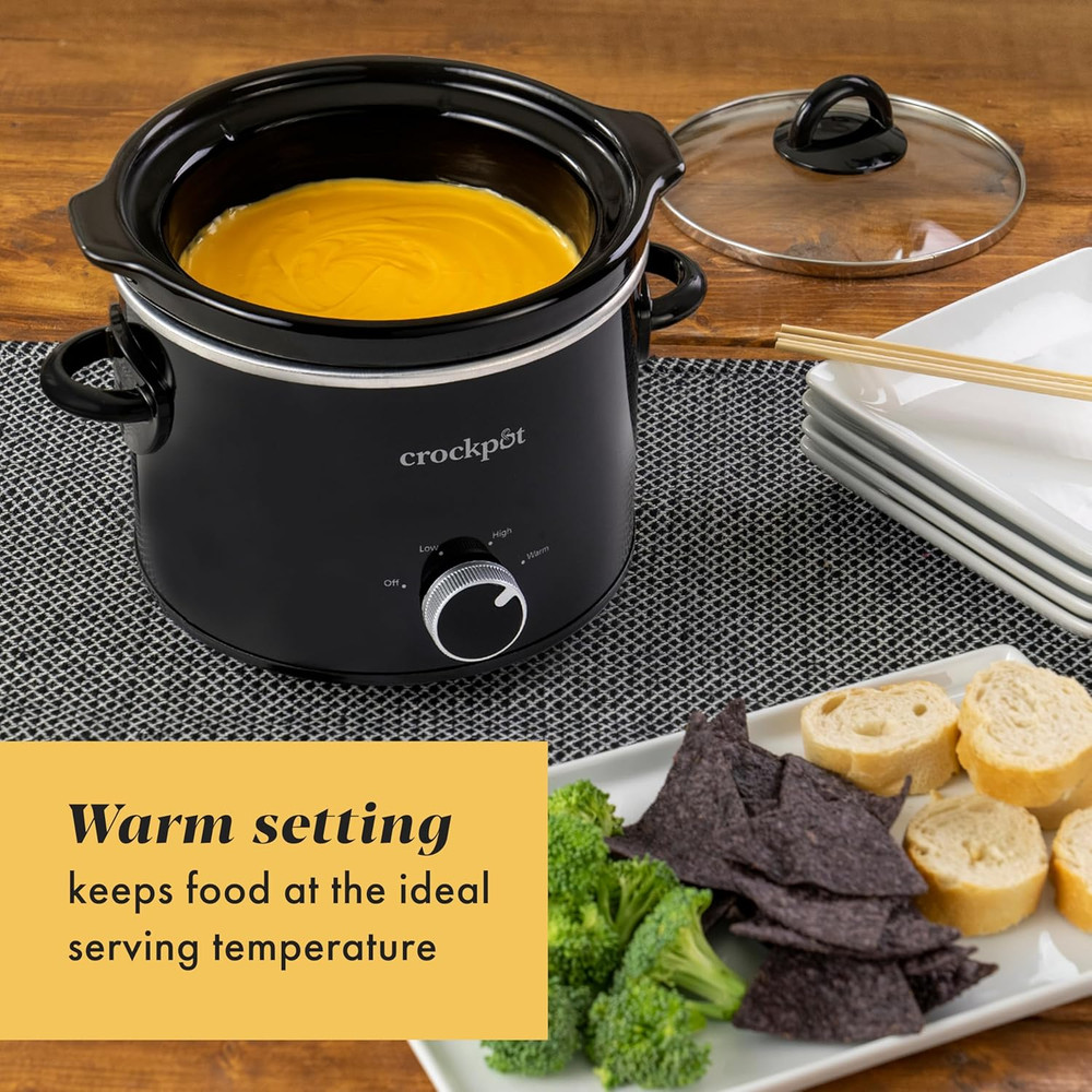 Crockpot 2-Quart Classic Black Slow Cooker for Small Meals