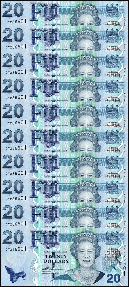 Fiji 20 Dollars, 2007, P-112a, UNC X 10 PCS