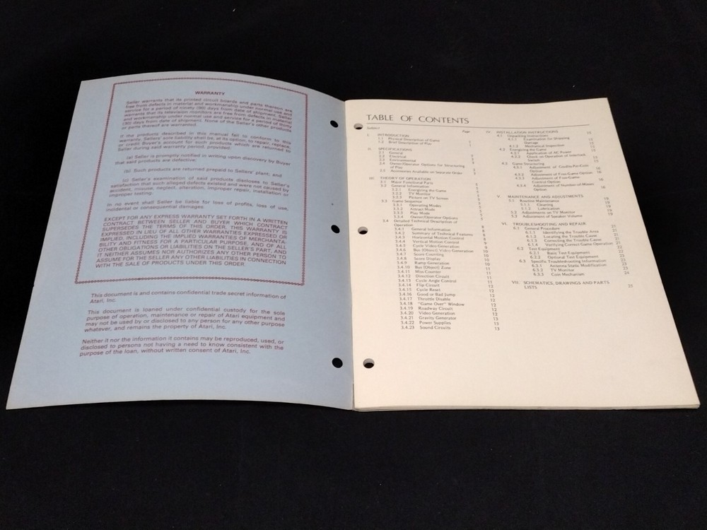 STUNT CYCLE OPERATION MANUAL ARCADE GAME ATARI 1976