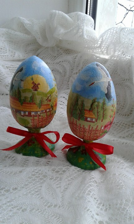 Ukrainian eggs Easter Wooden Home decor Egg Pysanka Spring Holiday decoration
