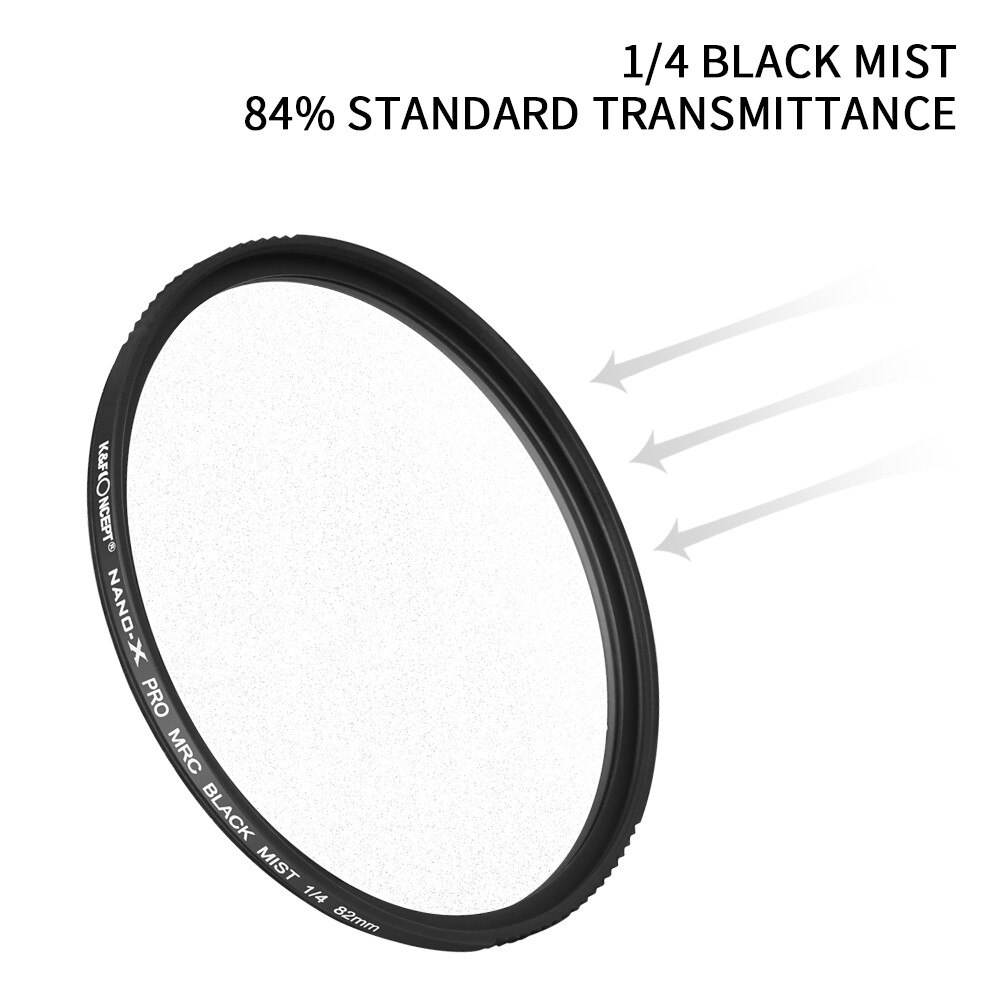 K&F Concept 72mm Filter Ring Black Pro Mist 1/4 Filter Multi Coated