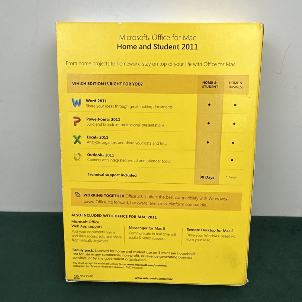 Microsoft Office for Mac Home and Student 2011 W/ Key