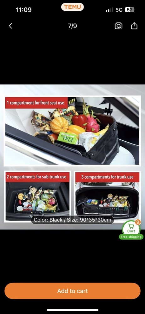 Car Trunk Organizer Cargo Storage Container Oxford Cloth Sturdy Multi