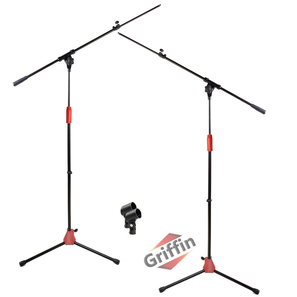 GRIFFIN Tripod Microphone Boom Stand 2 PACK - Telescoping Mic Studio Arm Mount