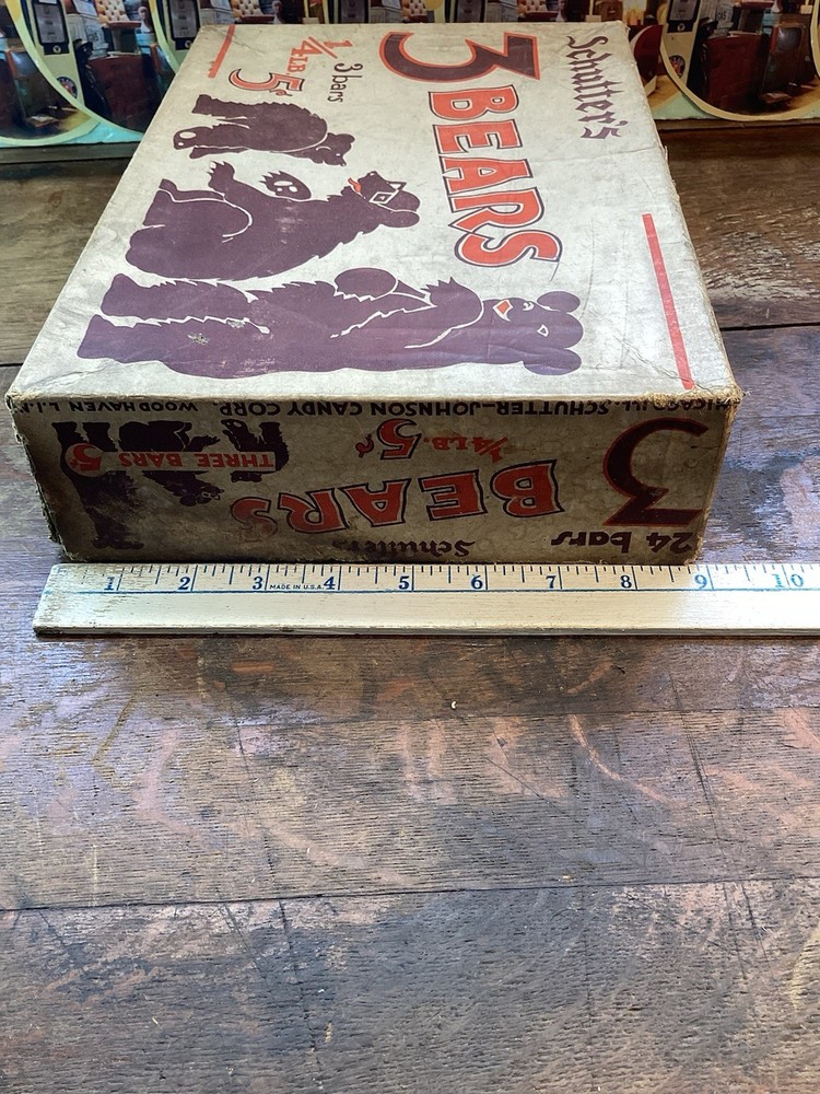 Vintage 3 Bears Candy Original Box 5 Cent Schutter Johnson Country Store Display