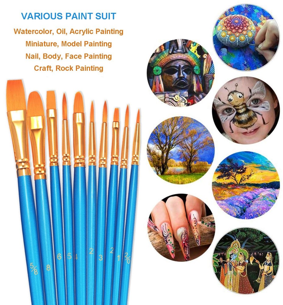 Bosobo Paint Brushes Set, 2 Pack 20 Pcs Round-pointed Tip Ny