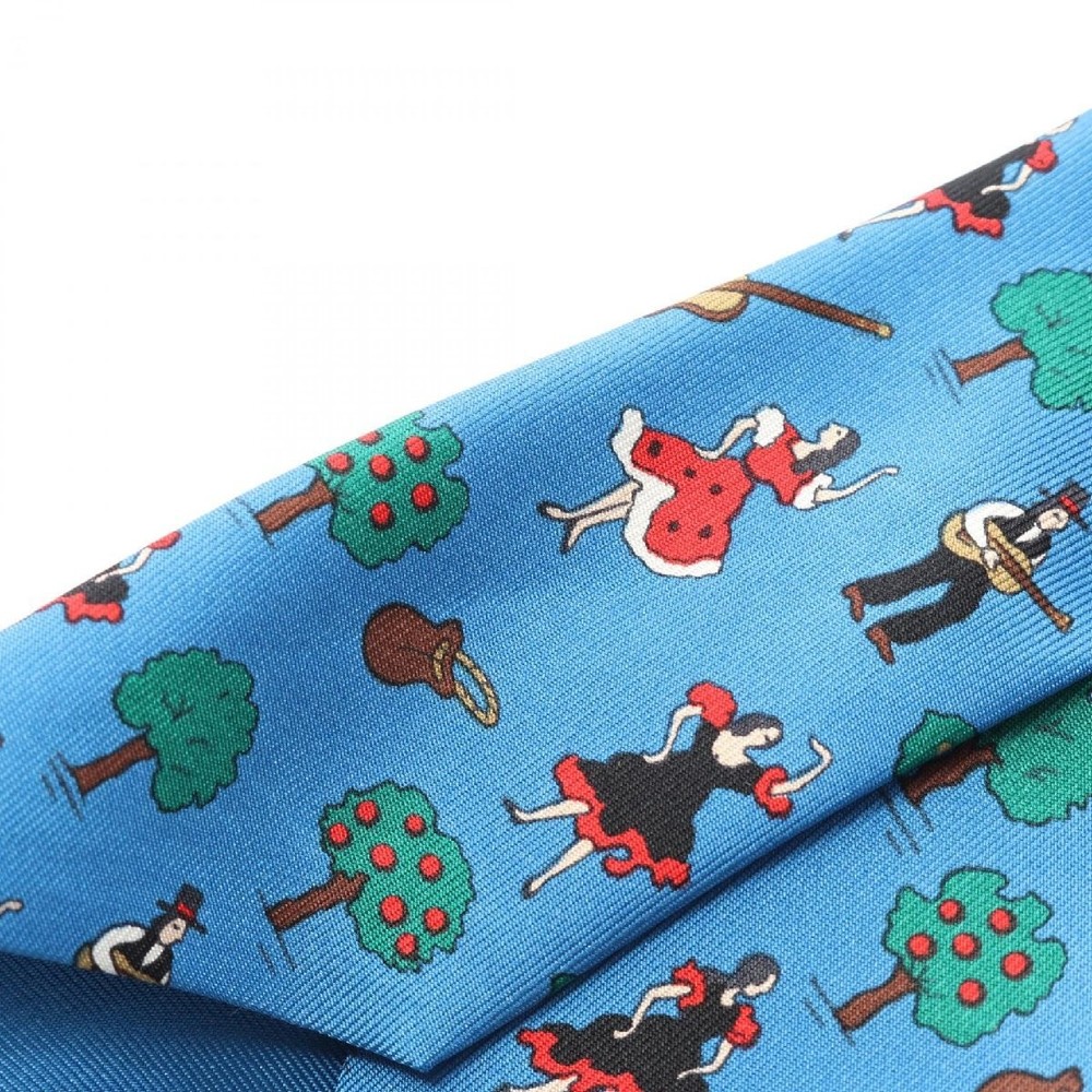HERMES tie clothing silk blue used
