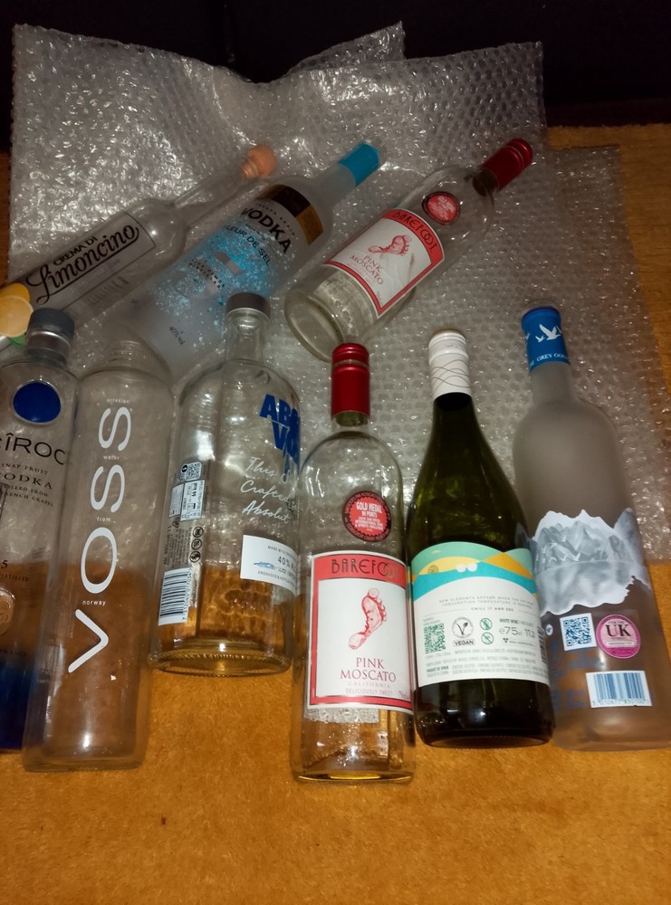 9 empty Spirit Bottles for   different types