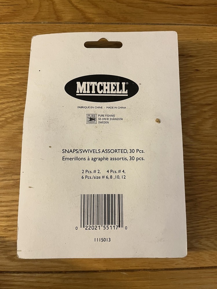 MITCHELL SNAPS / SWIVELS X30 IN BOX SIZES 2,4,6,8,10,12