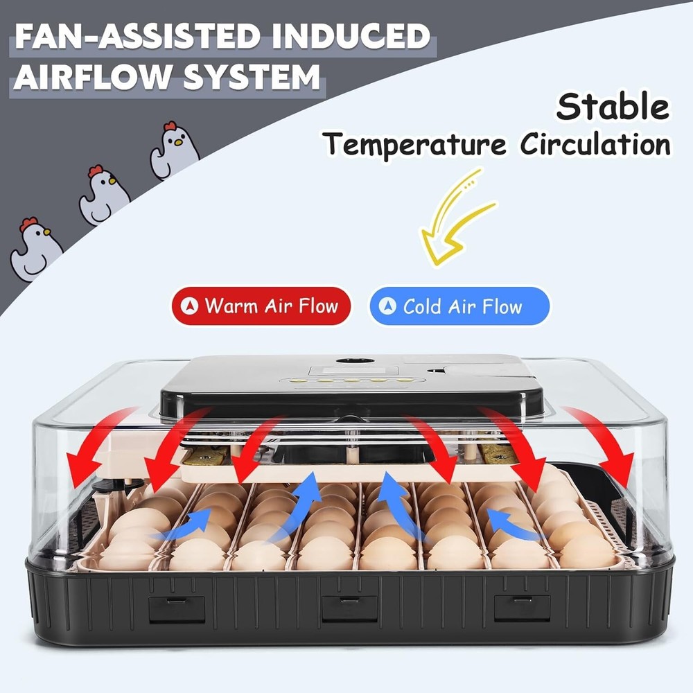 56 Egg Incubator for Hatching Eggs w/ Automatic Egg Turning & Built-in Candler🔥