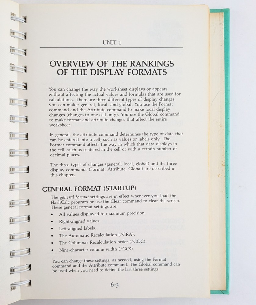 FlashCalc User Manual For IBM (1984) VisiCorp, Vintage Spreadsheet Software