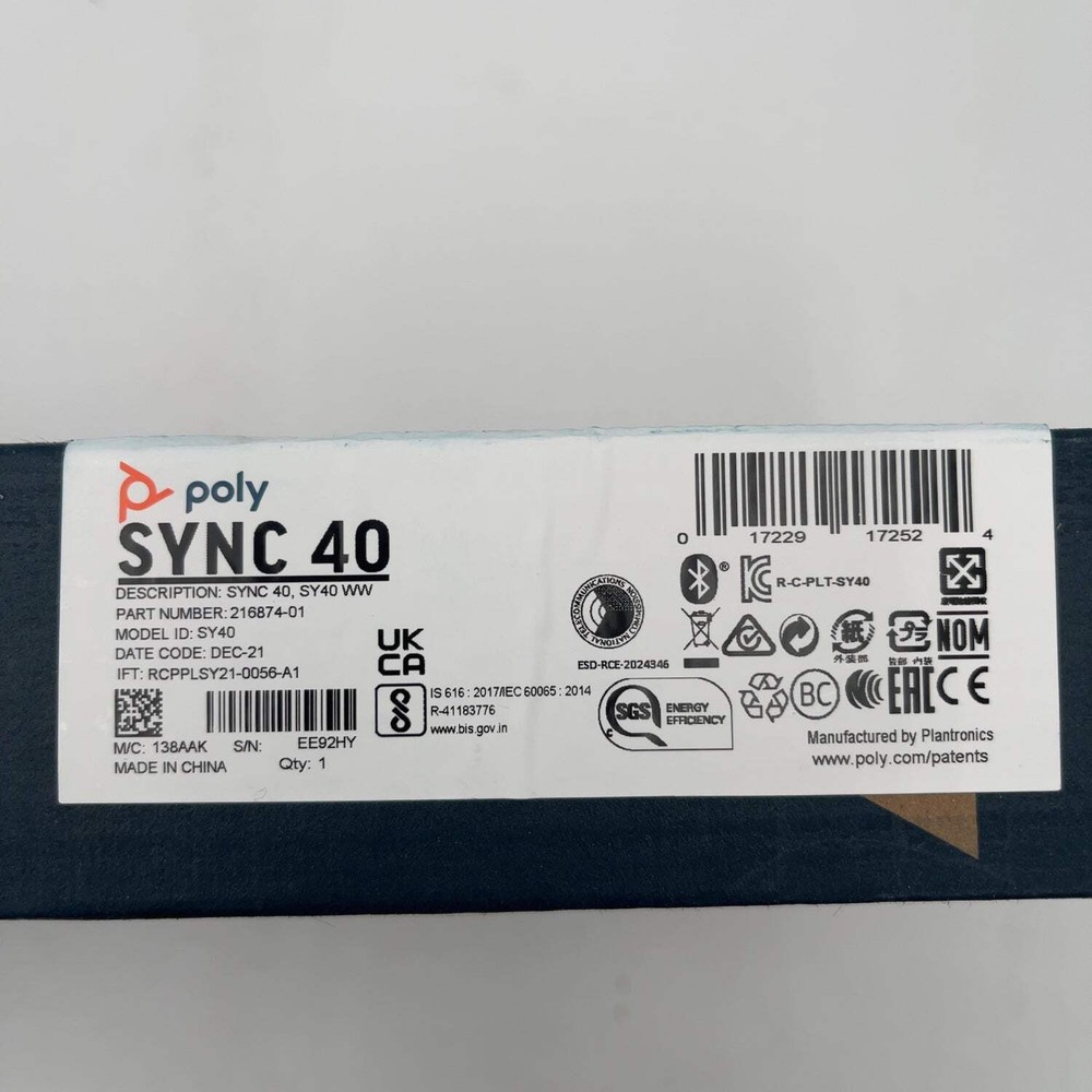 HP Poly SYNC 40 Microsoft Teams Bluetooth USB Speakerphone